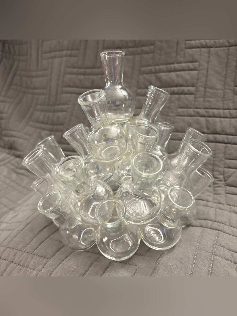 Vintage 25-Tube Glass Propagation Station Cluster Bud Vase Centerpiece 1970s
